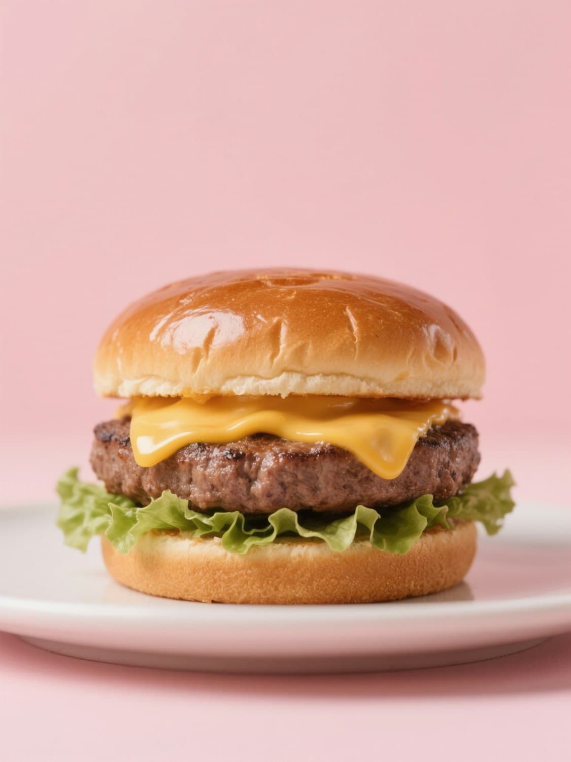 Cheeseburger with a juicy beef patty, melted cheese and fresh lettuce